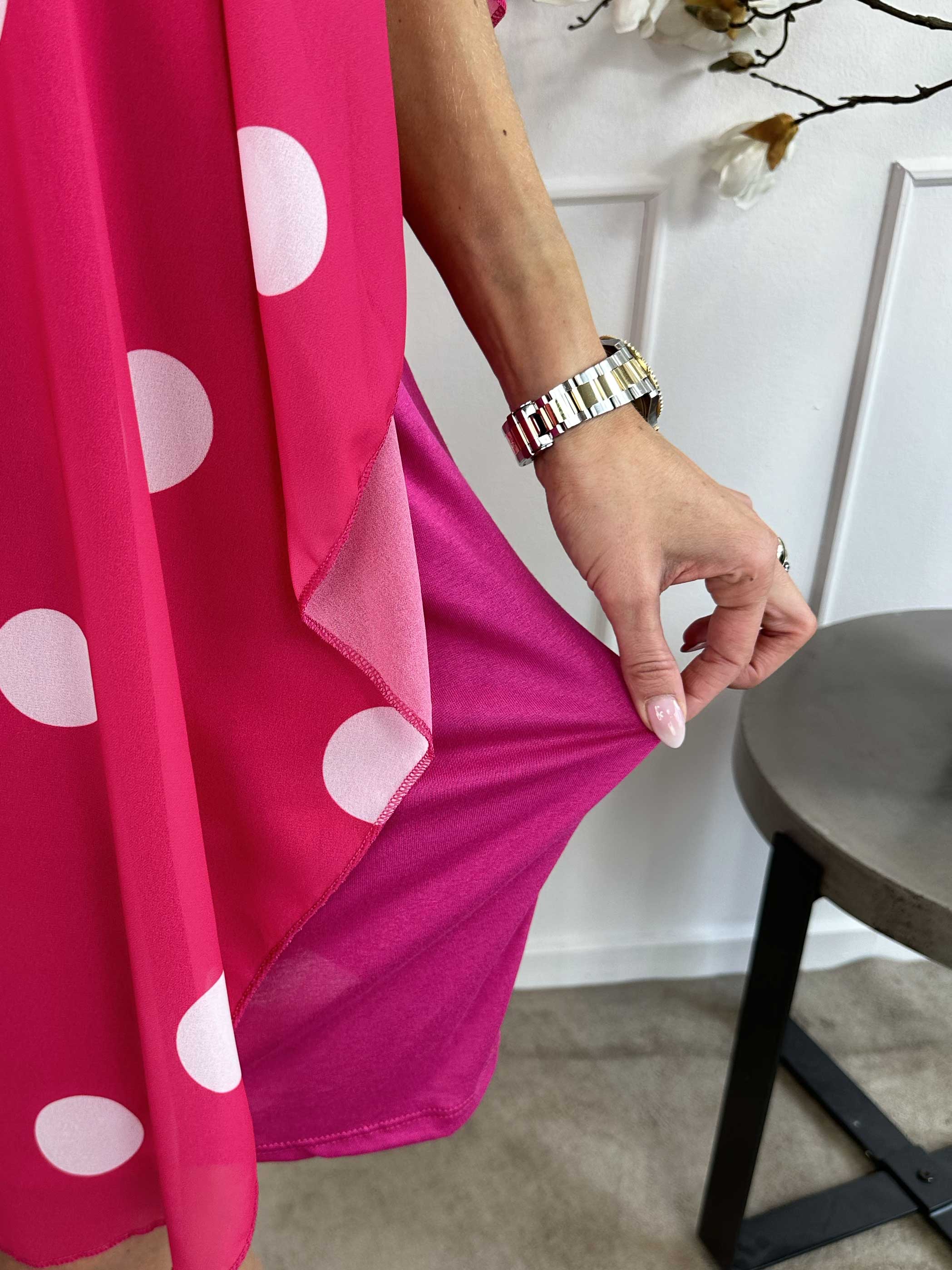 Kenya Dot - Tunikaklänning med prickigt chiffonglager